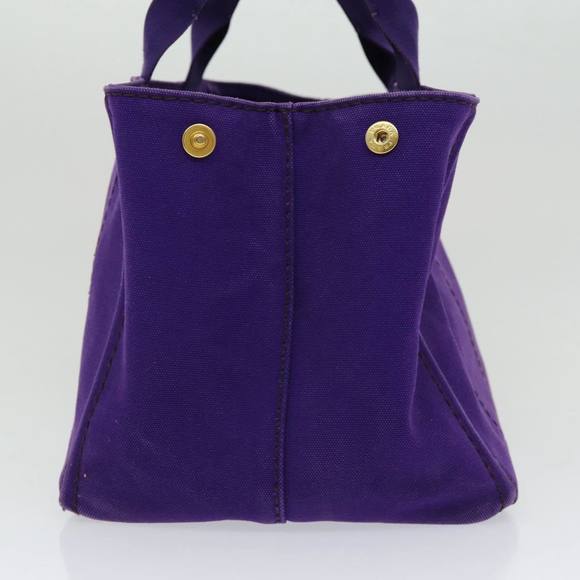 PRADA Canapa MM Hand Bag Canvas Purple Gold Auth yk14234 - Picture 4 of 16